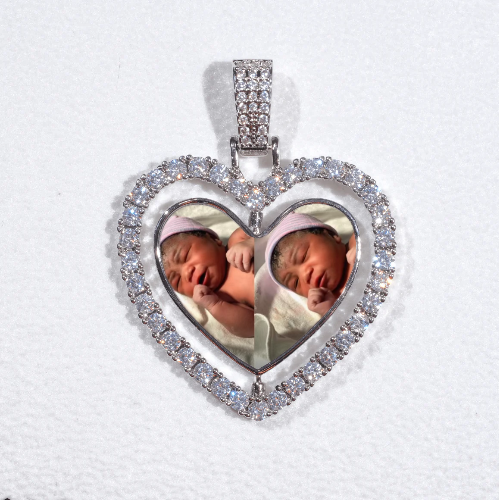 3D Spinning 2-Faced Heart Custom Picture Pendant