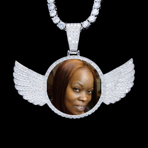 925S & VVS Moissanite 3D Wing Custom Picture Pendant