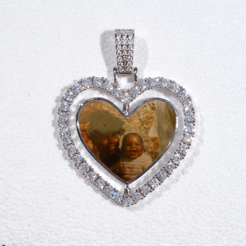 3D Spinning 2-Faced Heart Custom Picture Pendant