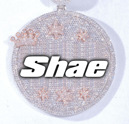 CUSTOM LETTER NECKLACE 3D BIG CROWN DISC