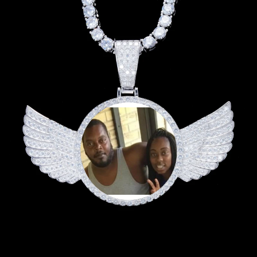 925S & VVS Moissanite 3D Wing Custom Picture Pendant