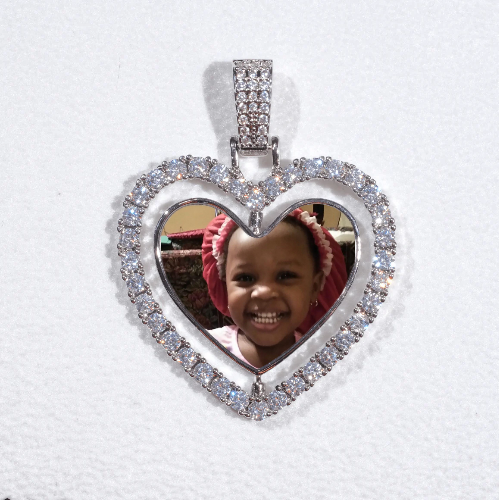 3D Spinning 2-Faced Heart Custom Picture Pendant