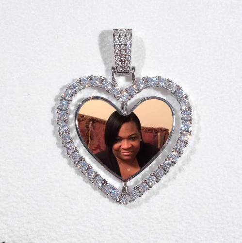 3D Spinning 2-Faced Heart Custom Picture Pendant