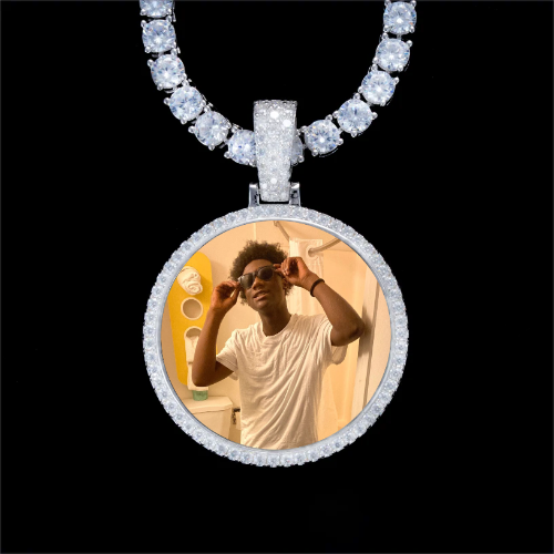 925S & VVS Moissanite 3D Circle Custom Picture Pendant
