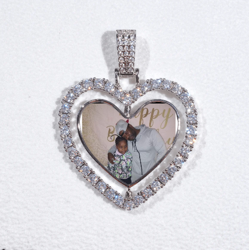 3D Spinning 2-Faced Heart Custom Picture Pendant