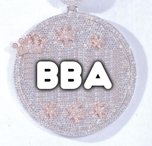CUSTOM LETTER NECKLACE 3D BIG CROWN DISC