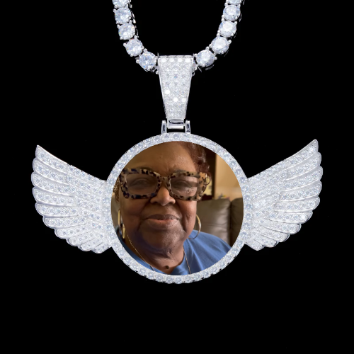 925S & VVS Moissanite 3D Wing Custom Picture Pendant