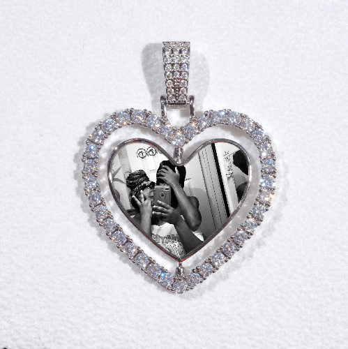 3D Spinning 2-Faced Heart Custom Picture Pendant