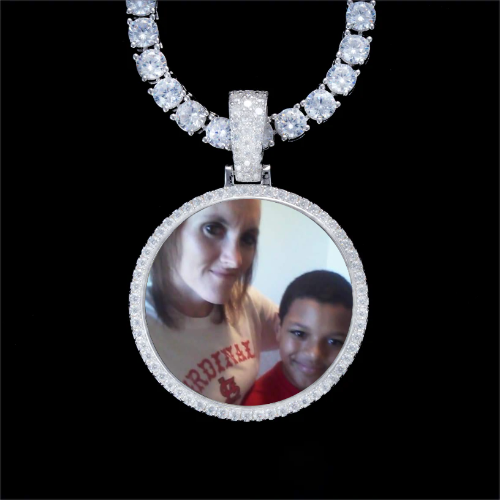 925S & VVS Moissanite 3D Circle Custom Picture Pendant