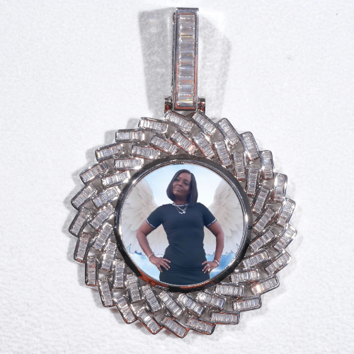 Large 3D Baguette Custom Picture Pendant