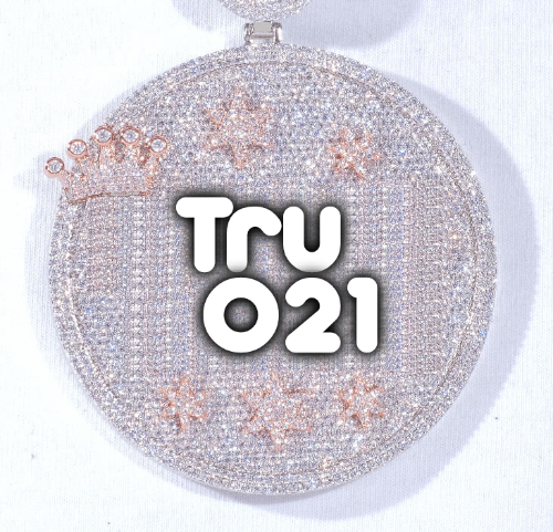 CUSTOM LETTER NECKLACE 3D BIG CROWN DISC