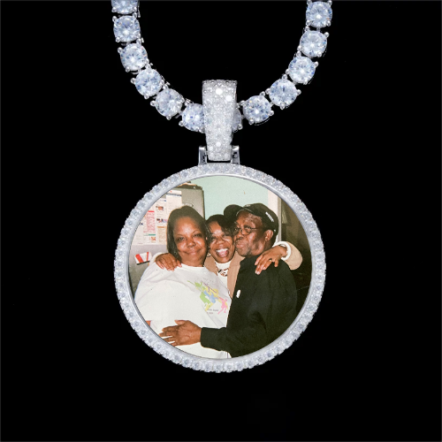 925S & VVS Moissanite 3D Circle Custom Picture Pendant