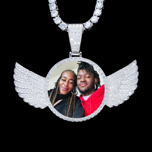 925S & VVS Moissanite 3D Wing Custom Picture Pendant