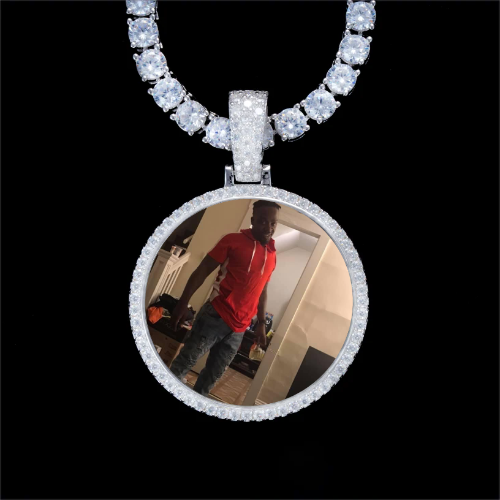 925S & VVS Moissanite 3D Circle Custom Picture Pendant