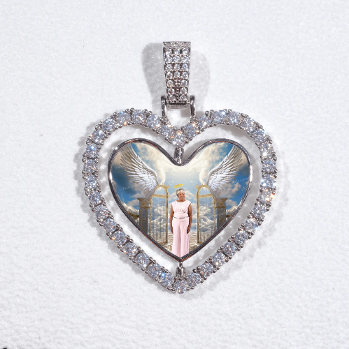 3D Spinning 2-Faced Heart Custom Picture Pendant