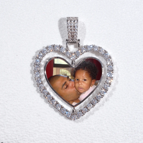 3D Spinning 2-Faced Heart Custom Picture Pendant