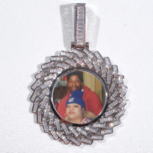 Large 3D Baguette Custom Picture Pendant