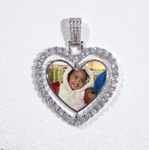 3D Spinning 2-Faced Heart Custom Picture Pendant