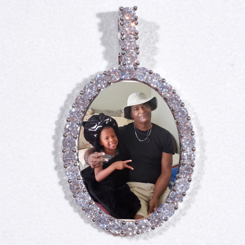 Large 3D Oval Custom Picture Pendant