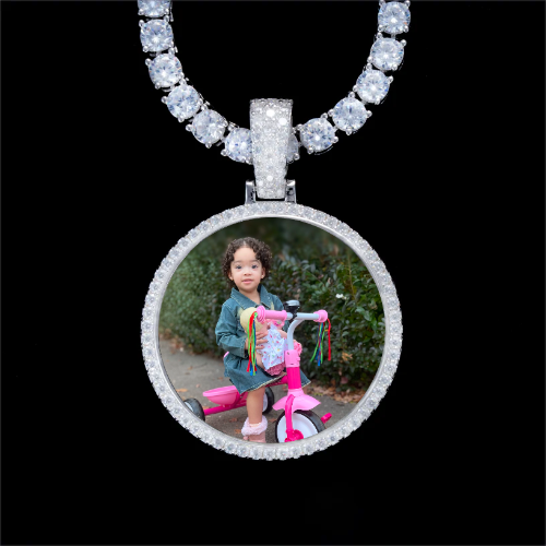 925S & VVS Moissanite 3D Circle Custom Picture Pendant