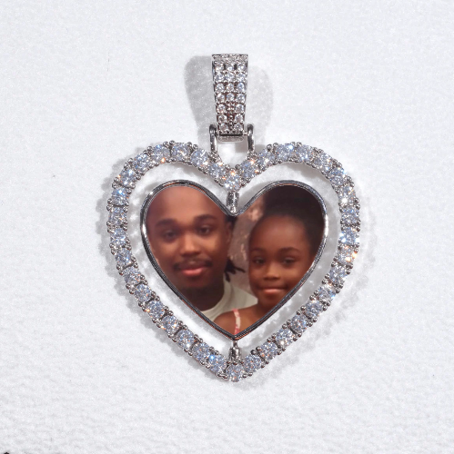 3D Spinning 2-Faced Heart Custom Picture Pendant