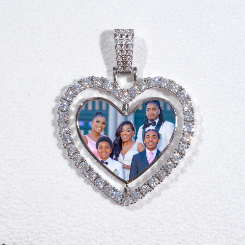 3D Spinning 2-Faced Heart Custom Picture Pendant