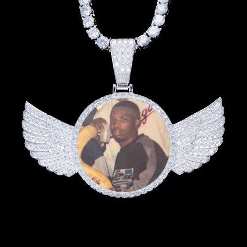 925S & VVS Moissanite 3D Wing Custom Picture Pendant