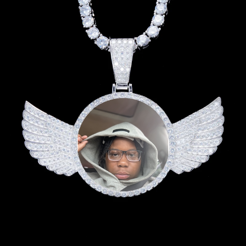 925S & VVS Moissanite 3D Wing Custom Picture Pendant