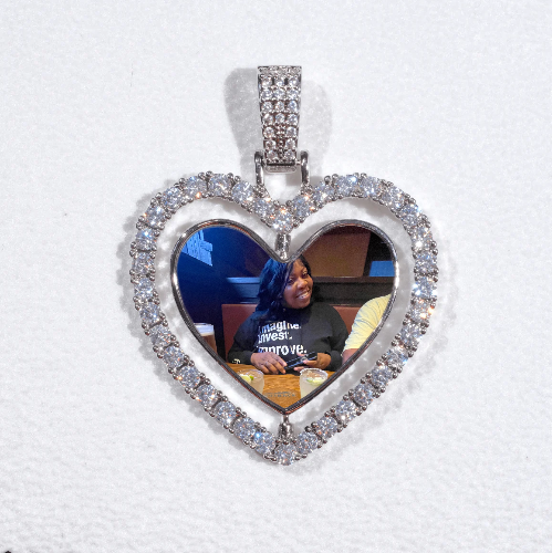 3D Spinning 2-Faced Heart Custom Picture Pendant