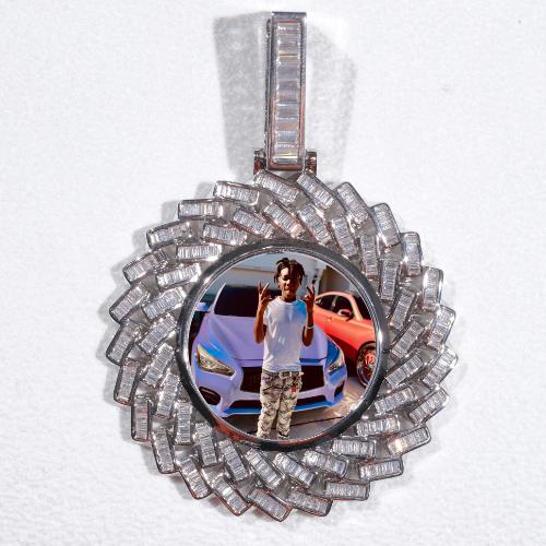 Large 3D Baguette Custom Picture Pendant