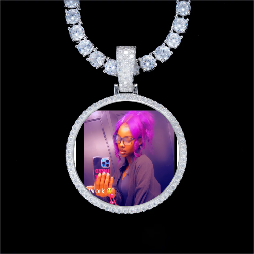 925S & VVS Moissanite 3D Circle Custom Picture Pendant
