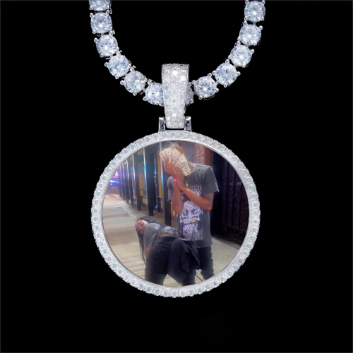 925S & VVS Moissanite 3D Circle Custom Picture Pendant