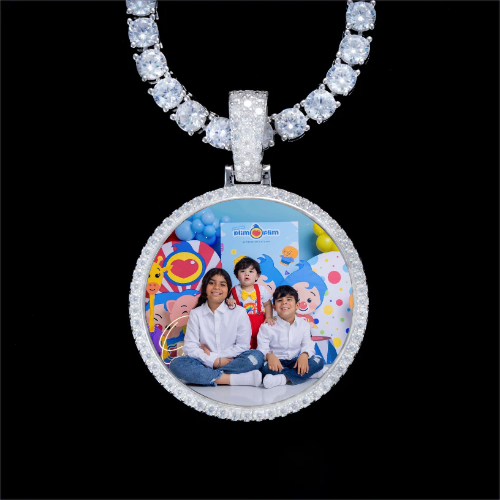 925S & VVS Moissanite 3D Circle Custom Picture Pendant