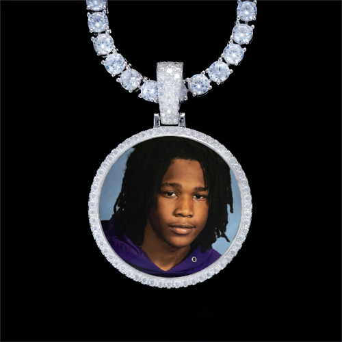 925S & VVS Moissanite 3D Circle Custom Picture Pendant