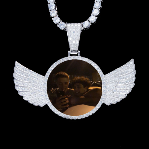 925S & VVS Moissanite 3D Wing Custom Picture Pendant