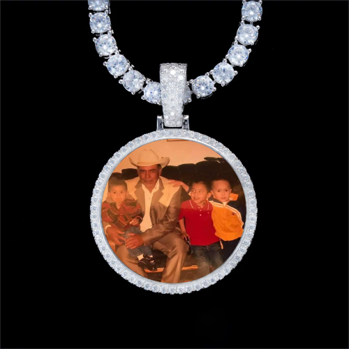 925S & VVS Moissanite 3D Circle Custom Picture Pendant