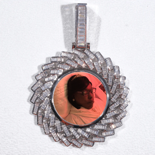 Large 3D Baguette Custom Picture Pendant
