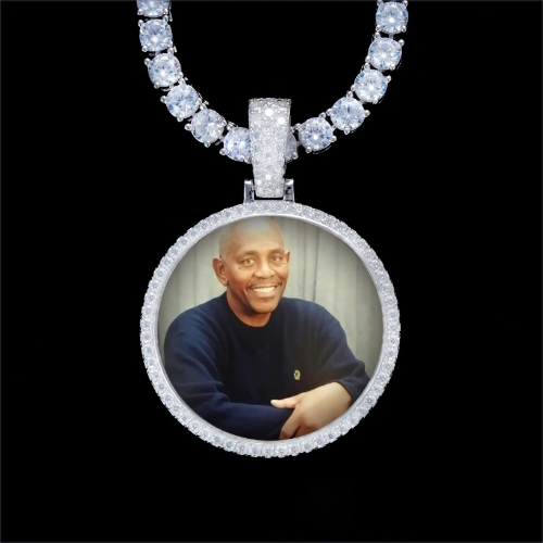925S & VVS Moissanite 3D Circle Custom Picture Pendant
