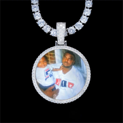 925S & VVS Moissanite 3D Circle Custom Picture Pendant