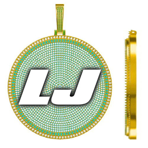 CUSTOM LETTER NECKLACE 3D BIG DISC
