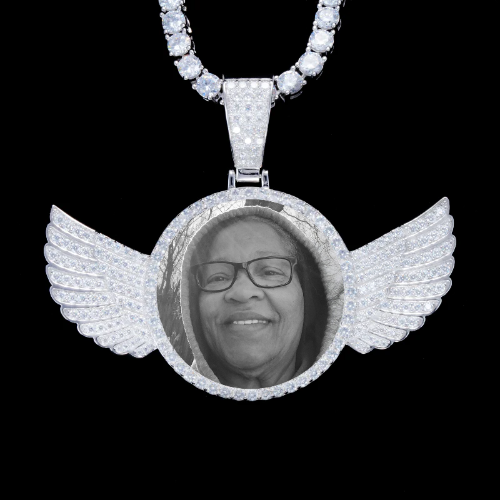 925S & VVS Moissanite 3D Wing Custom Picture Pendant