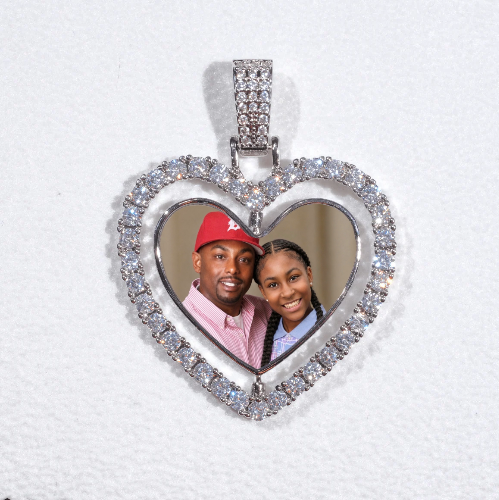 3D Spinning 2-Faced Heart Custom Picture Pendant