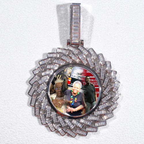 Large 3D Baguette Custom Picture Pendant