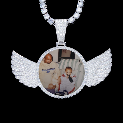 925S & VVS Moissanite 3D Wing Custom Picture Pendant