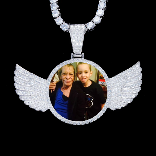 925S & VVS Moissanite 3D Wing Custom Picture Pendant