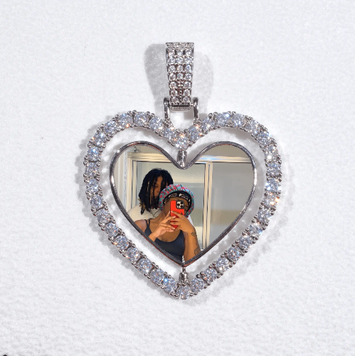 3D Spinning 2-Faced Heart Custom Picture Pendant