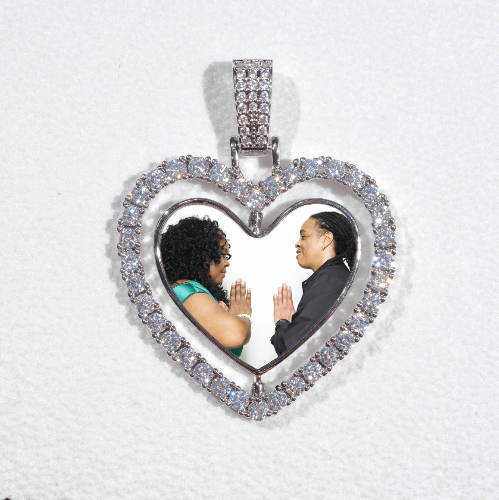 3D Spinning 2-Faced Heart Custom Picture Pendant