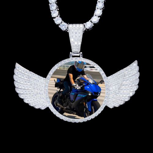 925S & VVS Moissanite 3D Wing Custom Picture Pendant
