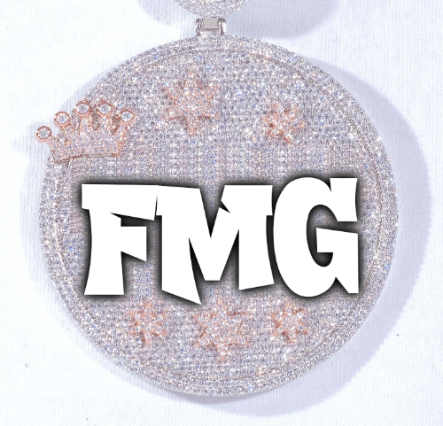 CUSTOM LETTER NECKLACE 3D BIG CROWN DISC