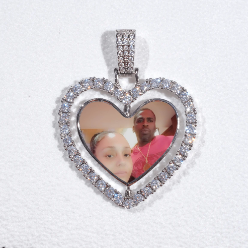 3D Spinning 2-Faced Heart Custom Picture Pendant